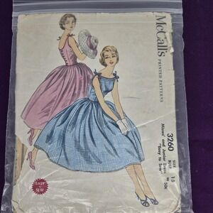 VTG 1955 McCalls Sewing Pattern #3260 Uncut Party Dress Size 15 Junior Misses